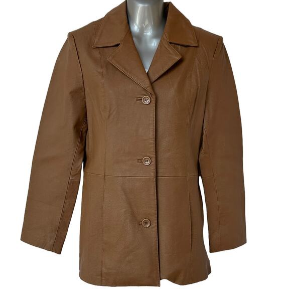Vintage Dialogue Blazer Brown Leather Jacket Coat Women's Size XS Extra Small - Picture 10 of 10